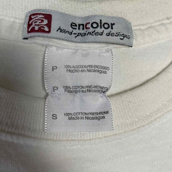 Encolor Hand Painted Designs T-Shirt Mens Small White‎ Cotton Graphic - Picture 3 of 10